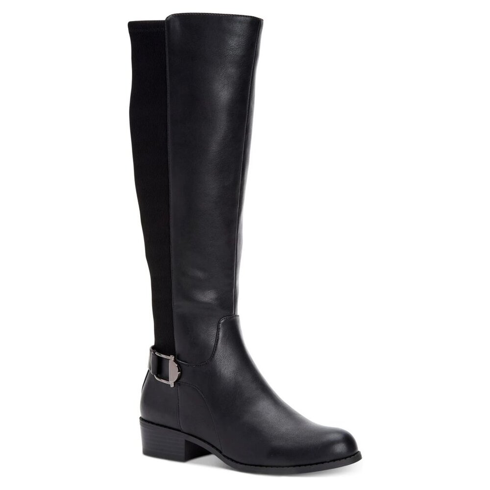 Alfani Womens Kallumm Faux Leather Tall Knee-High Boots Black 5 Medium (B,M)